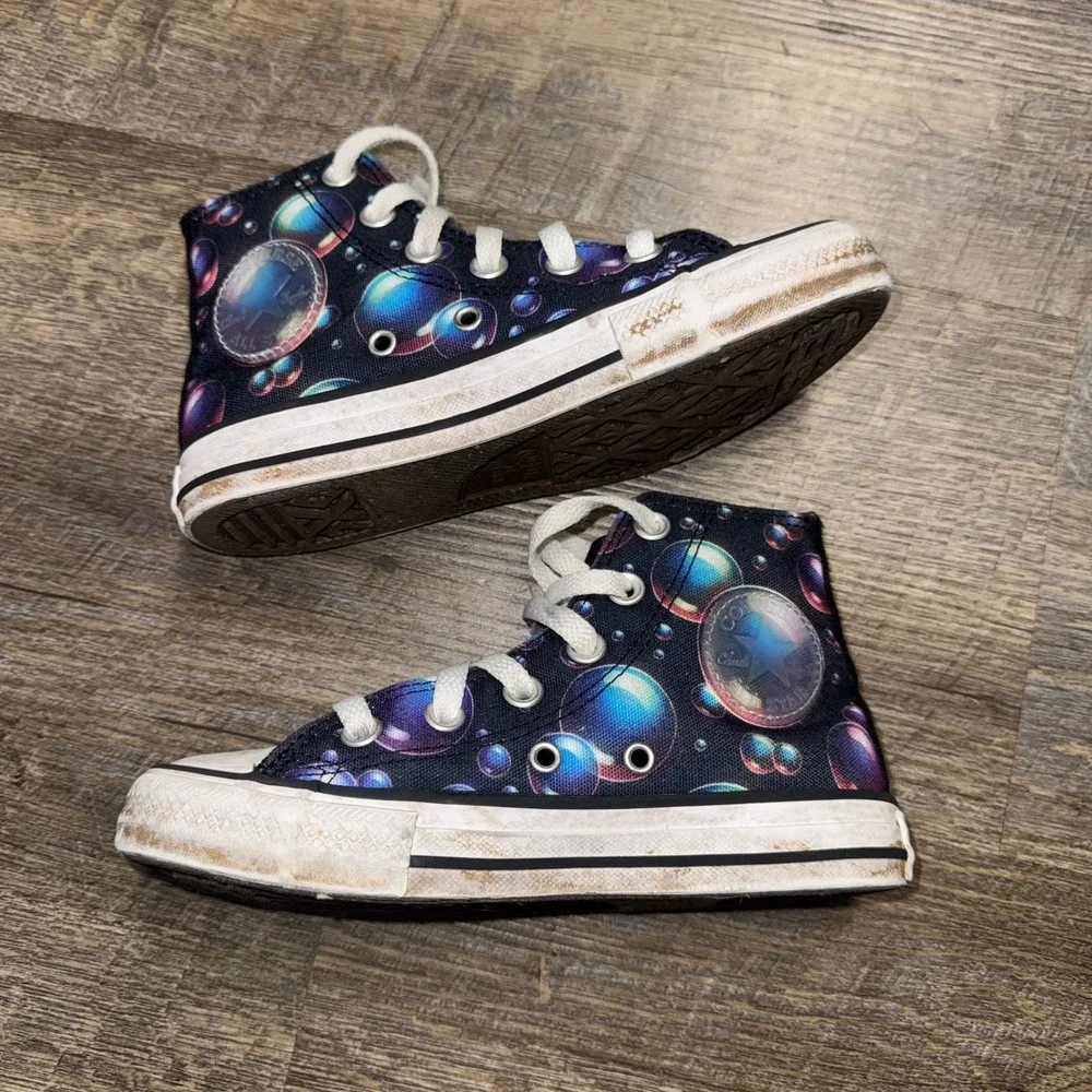 Converse Chuck Taylor All Star Bubble Print High Top Kids Youth 13 Black Multi